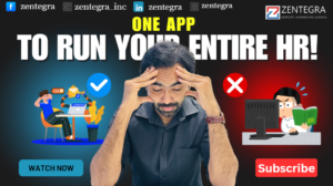 Stressed businessman managing HR tasks with one app concept showing productivity vs inefficiency comparison