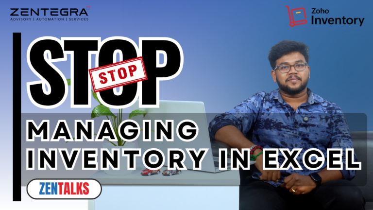 Person explaining why businesses should stop managing inventory in Excel and switch to Zoho Inventory for better stock and business management.