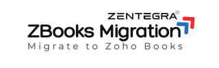 ZBooks migration to Zoho Books banner by Zentegra showing accounting data transfer service